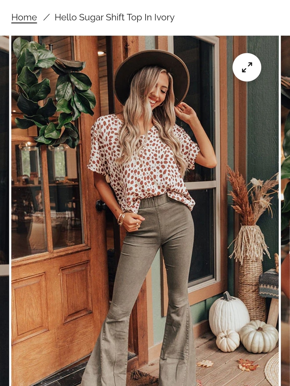 entro Ivory and Brown Leopard Print Short Sleeve Blouse